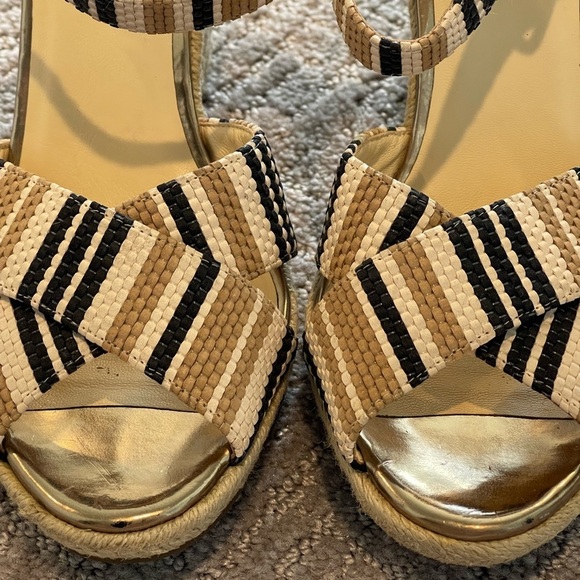 Cole Haan Hart Espadrille Wedge Sandals - Black and Tan, Leather, Size 9B, NWOB - Picture 4 of 13